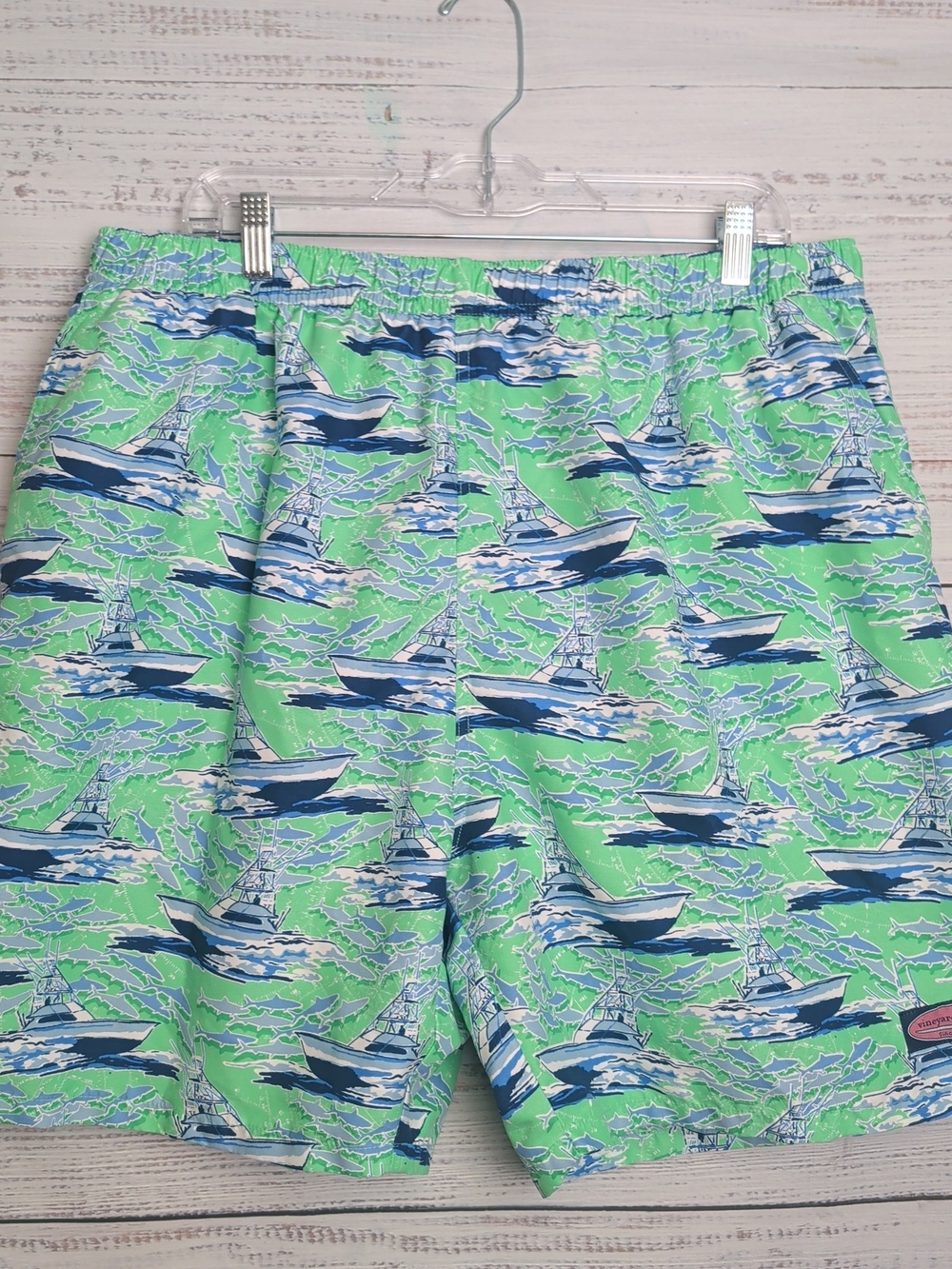 Vineyard Vines Lined Swim Trunks Shorts Sailboats Mens Size XL Green Blue NWOT